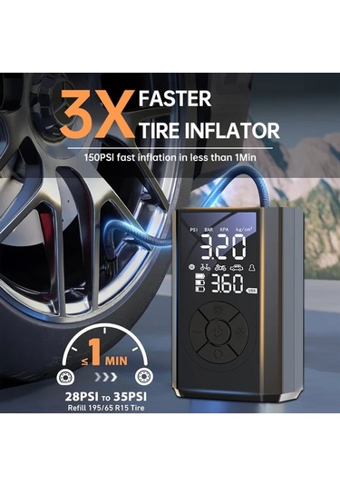 Boatshop1 Jkuoo Akıllı Led Dijital Taşınabilir Lastik Pompası 36v Usb Şarj Bisiklet Motosiklet Araba