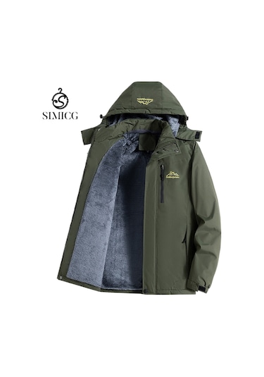 Sonbahar Ve Kış Kalınlaştırılmış Sıcak Rüzgar Geçirmez Pamuklu Erkek Ceket Yeşil
