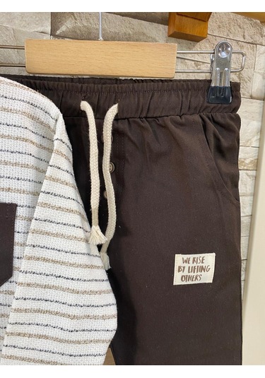 Minizoo Baby Dokuma Pantolonlu Erkek Çocuk Eşofman Takım Kahverengi