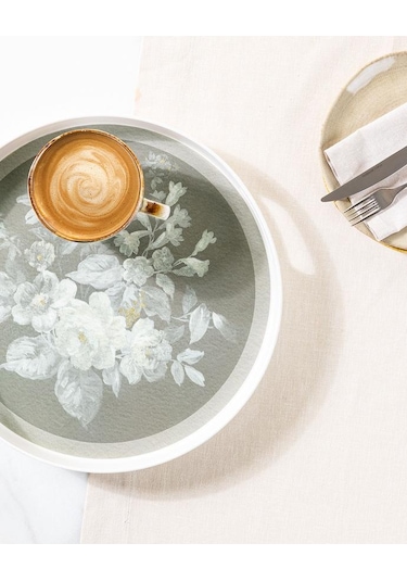 Madame Coco Audra Yuvarlak Tepsi Beyaz