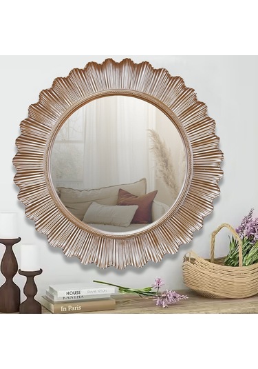 Flashy Yuvarlak Ayna Vizon Ceviz