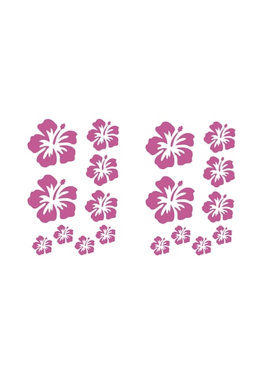 Duvar Süsü Sticker 2 Adet Pembe Çiçekli Şeffaf Filmli Pvc 48x33