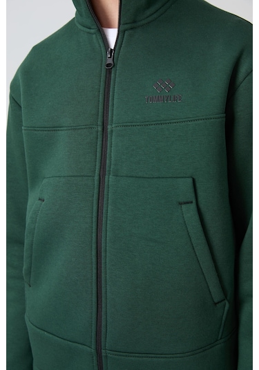 Tommy Life Çam Yeşil Pamuklu Kalın İçi Tüylü Yumuşak Dokulu Standart Fit Nakışlı Erkek Çocuk Sweatshirt - 1124 Çam Yeşili