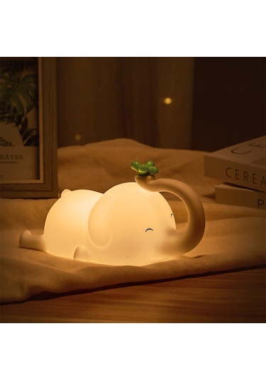 Fil Şeklinde Bebek Başucu Dokunmatik Işık Emzirme Gece Lambası Masaüstü Lamba Telefon Standı Çok Renkli