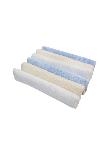 Bebekevi Dokuma Havlu Ağız Mendili 6 Parça 25 x 25 CM Beyaz - Krem - Mavi