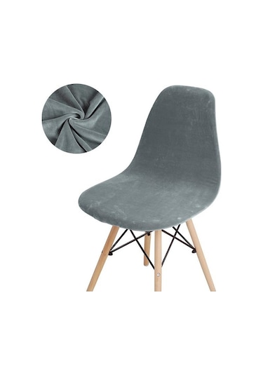 1 /2 /4 /6 Parça Kadife Düz Sandalye Kılıfları Kolsuz Kabuk Sandalye Kılıfı Düğün Yemek Odası Ofis Ziyafet Otel Koyu Gri