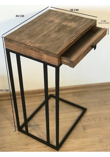 Lambada Masif Ahşap,Çekmeceli Yan Sehpa