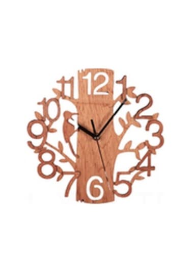 Yaleker Ahşap Ağaç Desenli Sessiz Duvar Saati - Ofis, Mutfak, Yatak Odası İçin Dekoratif, Keskin Okuma, 28.5cm, Sessiz Hareket Çok Renki