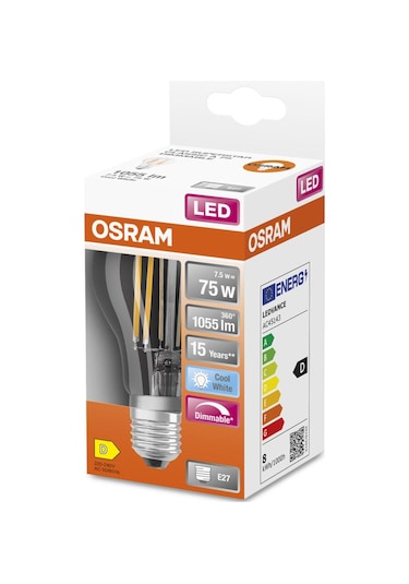 Led Flament Dim 7.8w 4000k 1055lm E27 Duy Işık Ampul Tekli Beyaz Işık E27 Filament Ampul 0 - 250 Wat