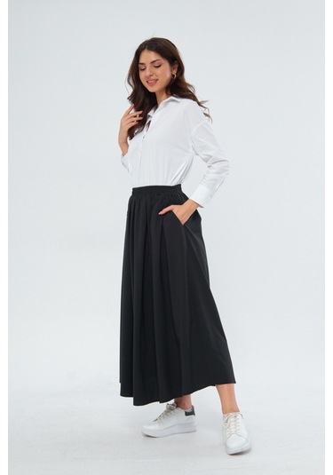 Volanlı Uzun 94cm Etek 1170 Siyah