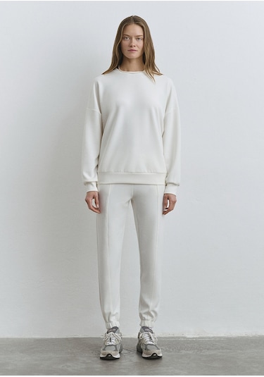 Mavi - Lux Touch Bisiklet Yaka Beyaz Sweatshirt 1s10422-70057 Ekru