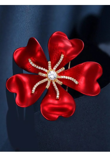 Bijoubijou Broş Çiçek 253368973 Kırmızı