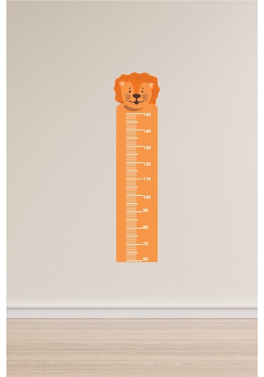 Sevimli Hayvan Aslan Tasarımlı Boy Ölçer Sticker