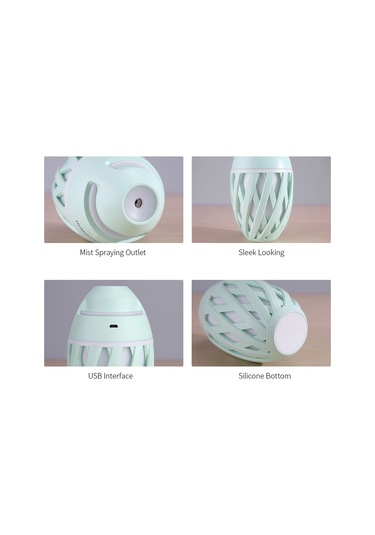 Leezsing Mini Rutbeli Nemlendirici: Iki Sprey Modu, Renkli Gece Lambası, Ev-ofis-araç Kullanıma Uygun, Yeşil