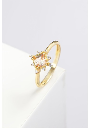 Zultanit Taşlı Zirkon Süslemeli Altın Kaplama Gümüş Bayan Yüzük -7982