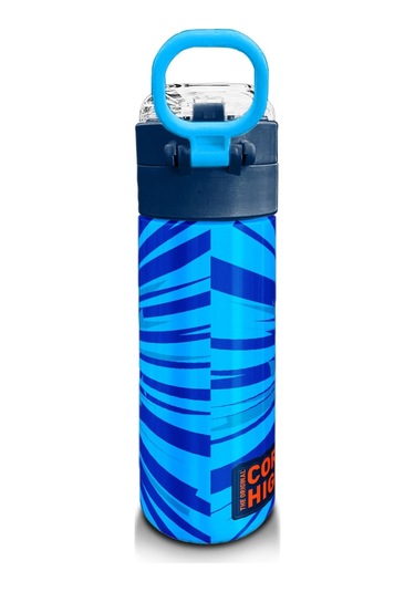 Coral High Kids Lacivert Mavi Basketbol Desenli Pipetli Ve Direkt İçim Çelik Termos 500 Ml 31833 Mavi