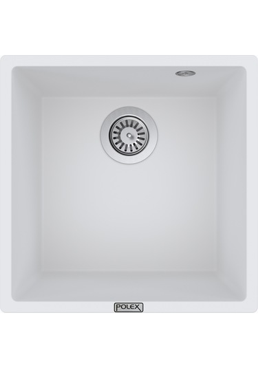 Polex Cristalüx Granit Evye P-X40 Beyaz Tezgah Altı Ve Tezgah Üstü Kare Mutfak Evyesi 53.8x44 CM