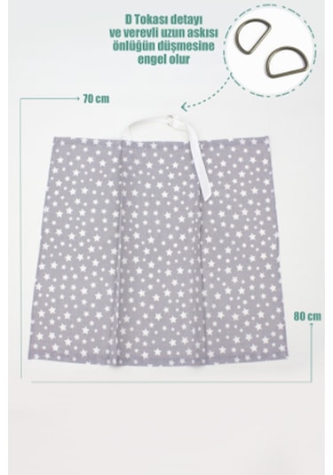 Mordesign Bebek Emzirme Önlüğü Ve Yastık 2' Li Avantajlı Set, Stars Serisi, Gri Zg920-1