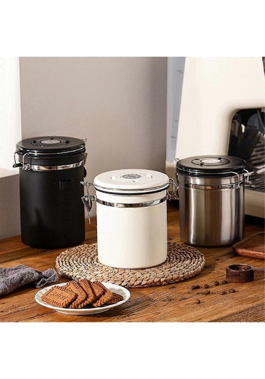 Kahve Makinesi Hava Geçirmez Kahve Çekirdek Kabı, Tarih Takipli, Paslanmaz Çelik Mutfak Saklama Kabı, 1,8 L - Yvan -