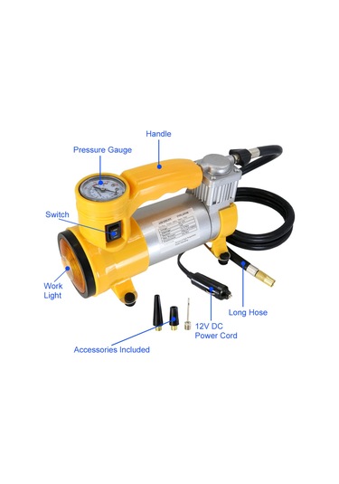 Sentinel Araç Oto Analog Basınç Göstergeli Metal Gövde Hava Kompresörü 150 Psı 12v Renkli