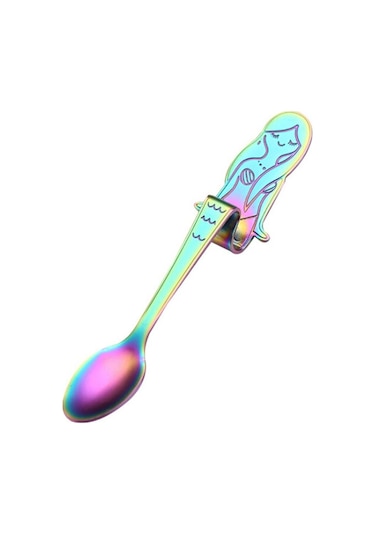 Çok Renkli Denizkızı Çay Kaşığı Paslanmaz Çelik Yaratıcı Çay Kahve Kaşığı