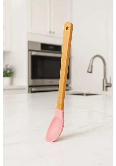 3'lü Renkli Bambu Saplı Silikon Spatula Seti Uzun 26cm Renkli