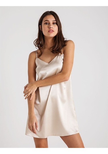 Magic Form 7270 Askılı Saten Gecelik - Ekru Ekru