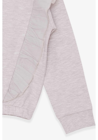 Breeze Kız Çocuk Sweatshirt Beli Lastikli 4-8 Yaş, Bej Melanj-bej Melanj Bej Melanj