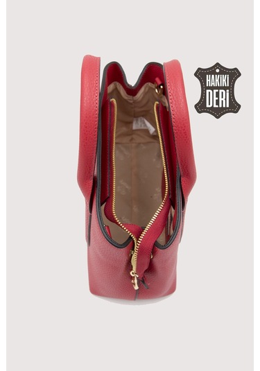Hakiki Deri Kadın El Çantası Kırmızı Smr9226 Kırmızı