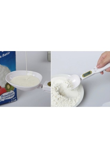 Dancemonkey Dijital Lcd Ekran Kaşık Şeklinde Gıda Ölçüm Aleti 500gr-0.1gr, Küçük Ve Pratik Beyaz