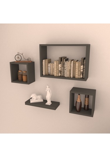 Rafkestir Mılan Duvar Raf Seti Antrasit ( Mat )