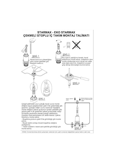 Visam Starmax Çekmeli Rezervuar İç Takım Zeplin Flotörlü 608-001 Kırmızı