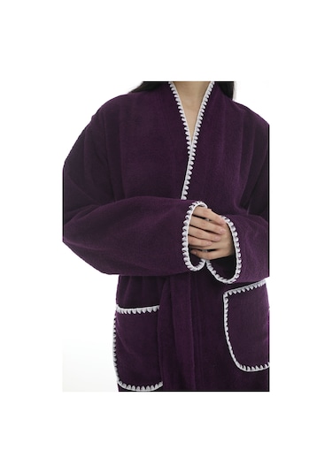 Athena Kimono Kadın Bornozu- Mor %100 Pamuk Mor