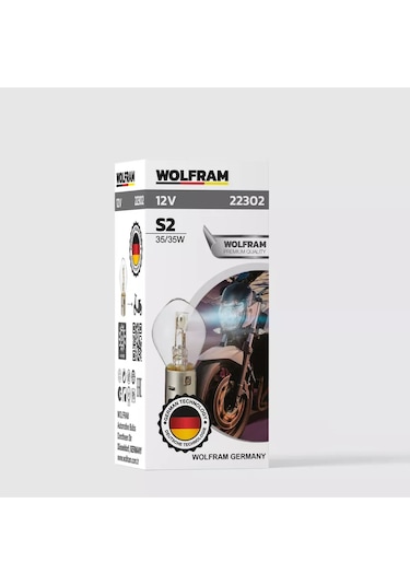 Wolfram 12v Halogen Lamba S2 35, 35w Ba20d Motorcycle 1 Adet 179210229