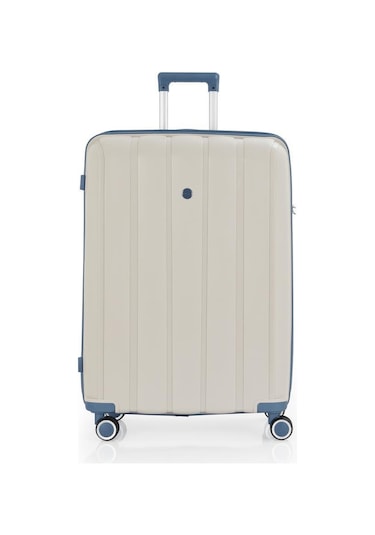 Mçs Bavul Büyük Ve Orta 2li Set Kırılmaz Silikon Valiz V305 Kemik/skyblue Bej