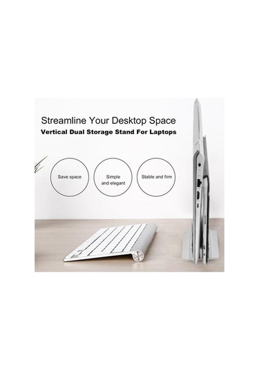 Novahub Çift Slotlu Dizüstü Bilgisayar Standı - Alüminyum Tasarım Standı Çift Yuvalı, Ayarlanabilir, Isı Dağılımı İçin Masaüstü Organizasyon Standı
