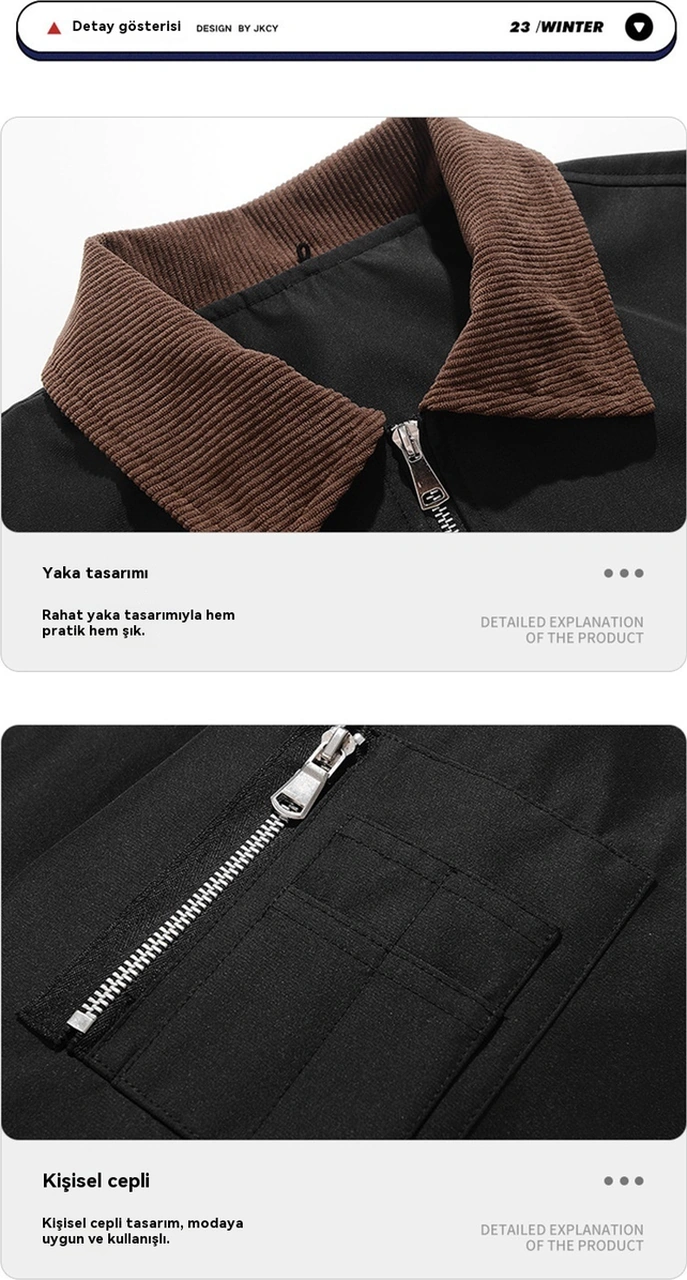İlkbahar Ve Sonbahar Yakalı Erkek Günlük Spor Ceket İş Ceketi Haki