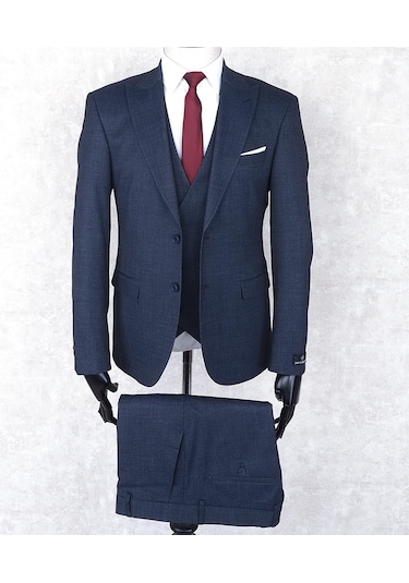 Jan Carlucci Slimfit Yelekli Drop 6 Takım-Lacivert