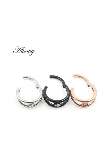 Novahub Rose Gold Alisouy 1 Adet Iki Katmanlar Zirkon Cz Kıkırdak Küpe Paslanmaz Çelik Mente Septum Clicker Burun Piercing &hızma 56699071 Rose Gold Rose Gold
