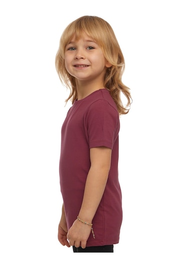 Lovetti Açık Mürdüm Unısex Sıfır Yaka Kısa Kollu Tişört 3028P025 Mürdüm