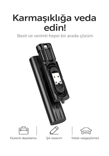 7 İn 1 Çok İşlevli Type-c Usb Micro Lightning Dönüştürücü Seyahat Seti Apple Uyumlu iPhone Android Pc Siyah