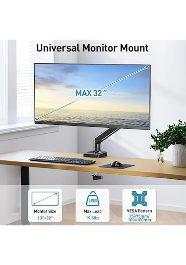 Honeybeeshop Beyaz 13 32 İnç Ekran Monitör Gaz Yaylı Alüminyum Mekanik Kol Braketi