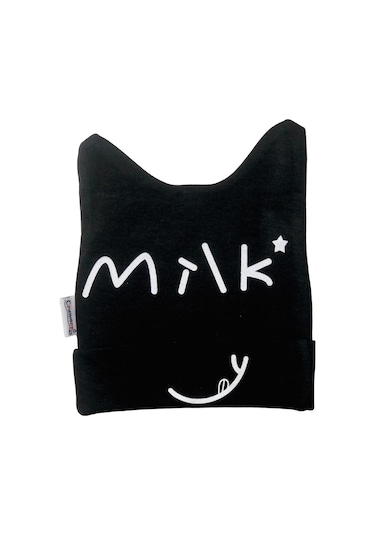 Cramerr Penye İnterlok Milk Baskılı Bebek Bere Kulak Detaylı