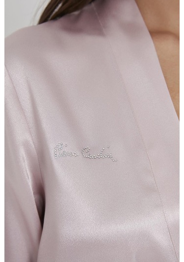 Pierre Cardin Saten Kısa Tek Sabahlık 1010 Pudra Pudra