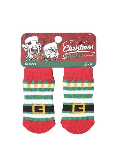 M-pets Chrıstmas Elf Kaymaz Tabanlı Çorap 4lü