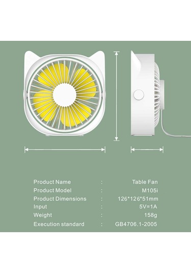 Mini Fan Usb Fan Ev Ofisi Desktop 3 Hızlı Elektrik Fan, Pembe