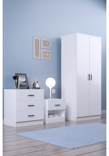 Abete-2 Kapılı Dolap +komodin 1 Çekmeçeli +şifoniyer 3çekmeceli