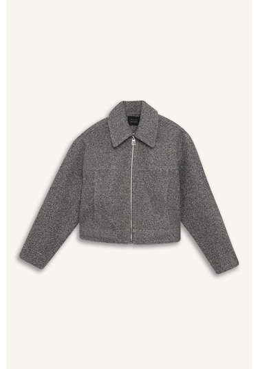 DeFacto Su İtici Regular Kalıp Polo Yaka Fermuarlı Cepli Kısa Kaşe Ceket C0935AX25SPGR503 Gri DeFacto Su İtici Regular Kalıp Polo Yaka Fermuarlı Cepli Kısa Kaşe Ceket C0935AX25SPGR503 Gri