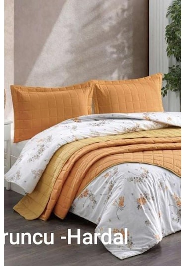 Kristal Casual 7 Parça Çift Taraflı Gelin Seti Turuncu - Hardal Hardal