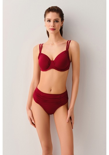 Suwen Balenli Körüklü Toparlayıcı Bikini Üst Sbn25940c020 Bordo
